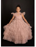 Feifei Sleeves Mauve Pink Pleated Tulle Ruffled Flower Girl Dress Feifei Sleeves Mauve Pink Pleated Tulle Ruffled Flower Girl Dress